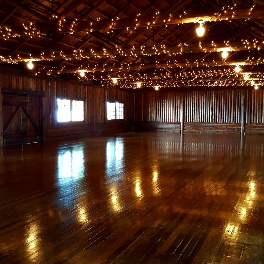 Kitsap Memorial Log hall interior with lights