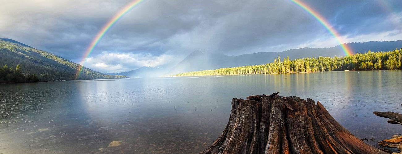 Lake Wenatchee State Park, Lake, South Beach, Double Rainbow