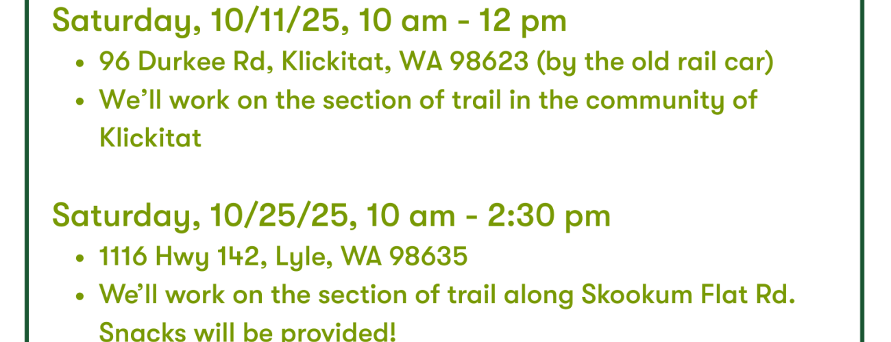 Klickitat Trail Work Party Event Poster 10.2025