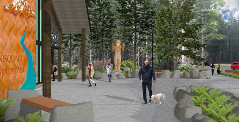 Rendering of new interpretive plaza and administrative building.