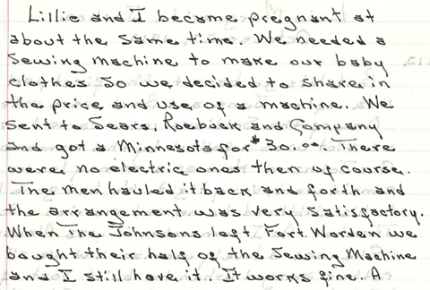 handwritten text in memoir.