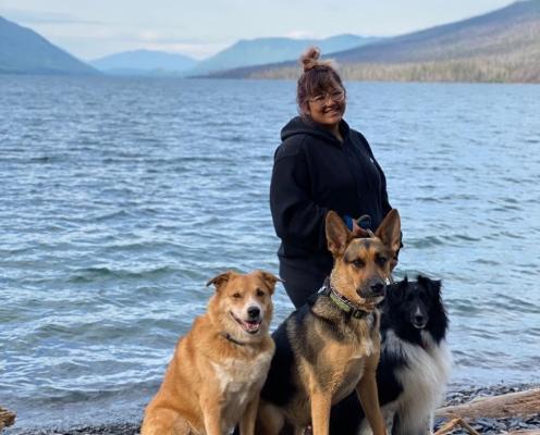 A Parks colleague has a routine to help get things "moving" for her dogs before they set out on a nature hike.