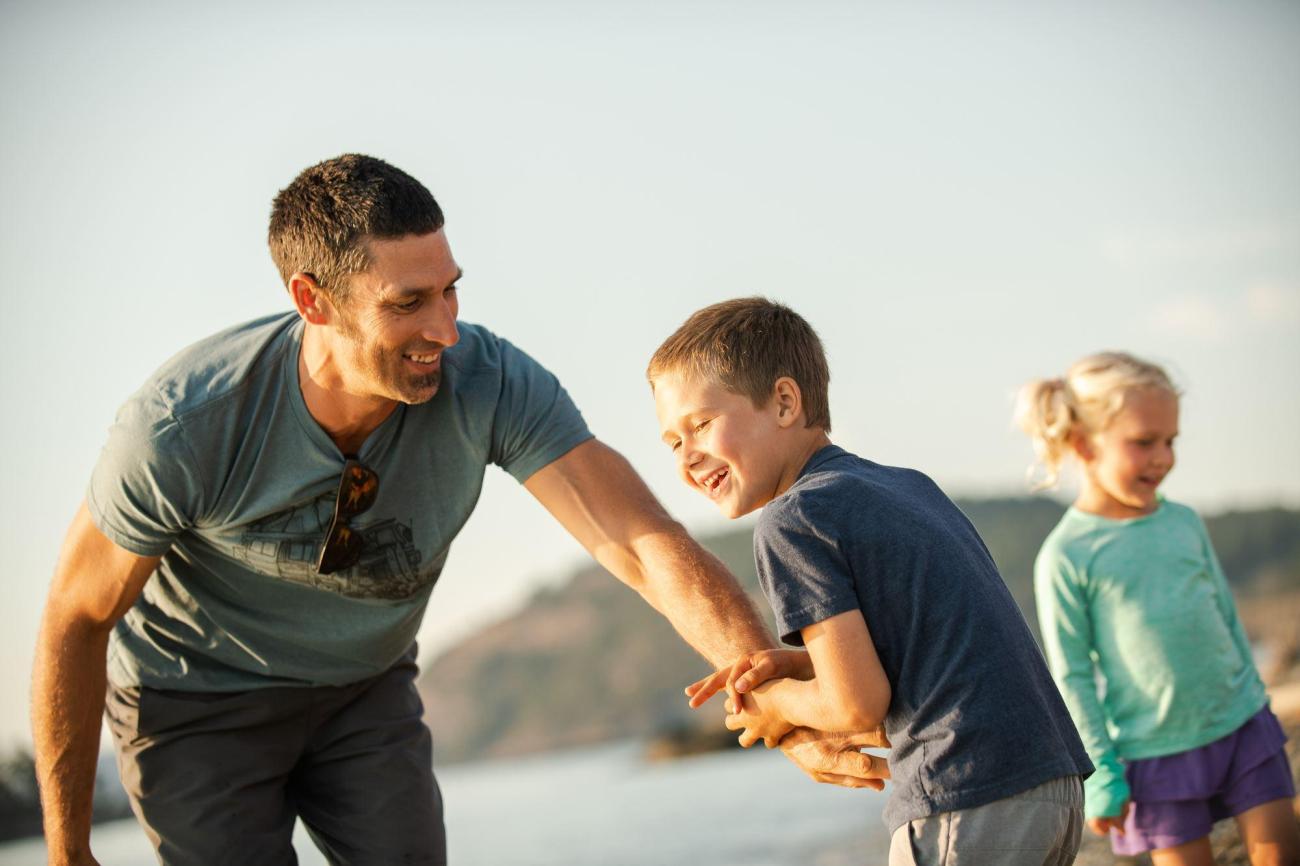 Family playing at a state park