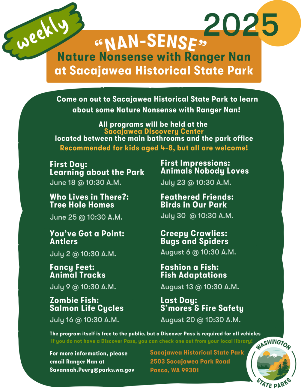 Info flyer for event at Sacajawea State Park