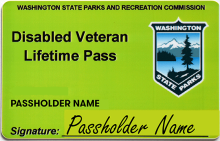 Green Card Lifetime Disabled Veterans Pass with Passholder signature line