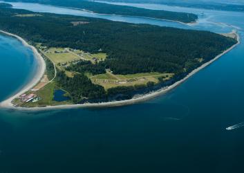 Aerial view of Fort Flagler State Park