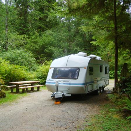 A camper in one of the campsites at Bogachiel State Park.