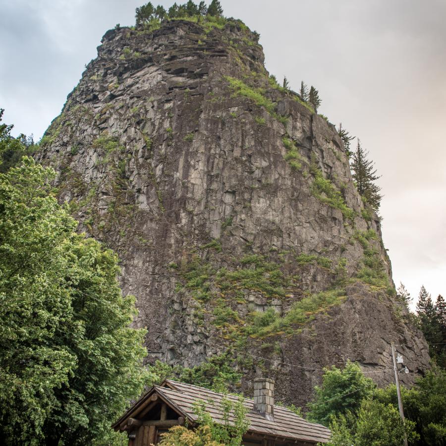 The ranger station with Beacon Rock looming in the background.