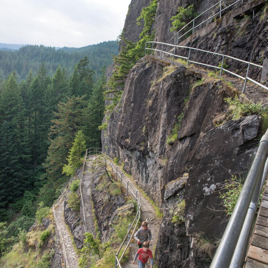 Switchbacks on the trail of Beacon Rock.