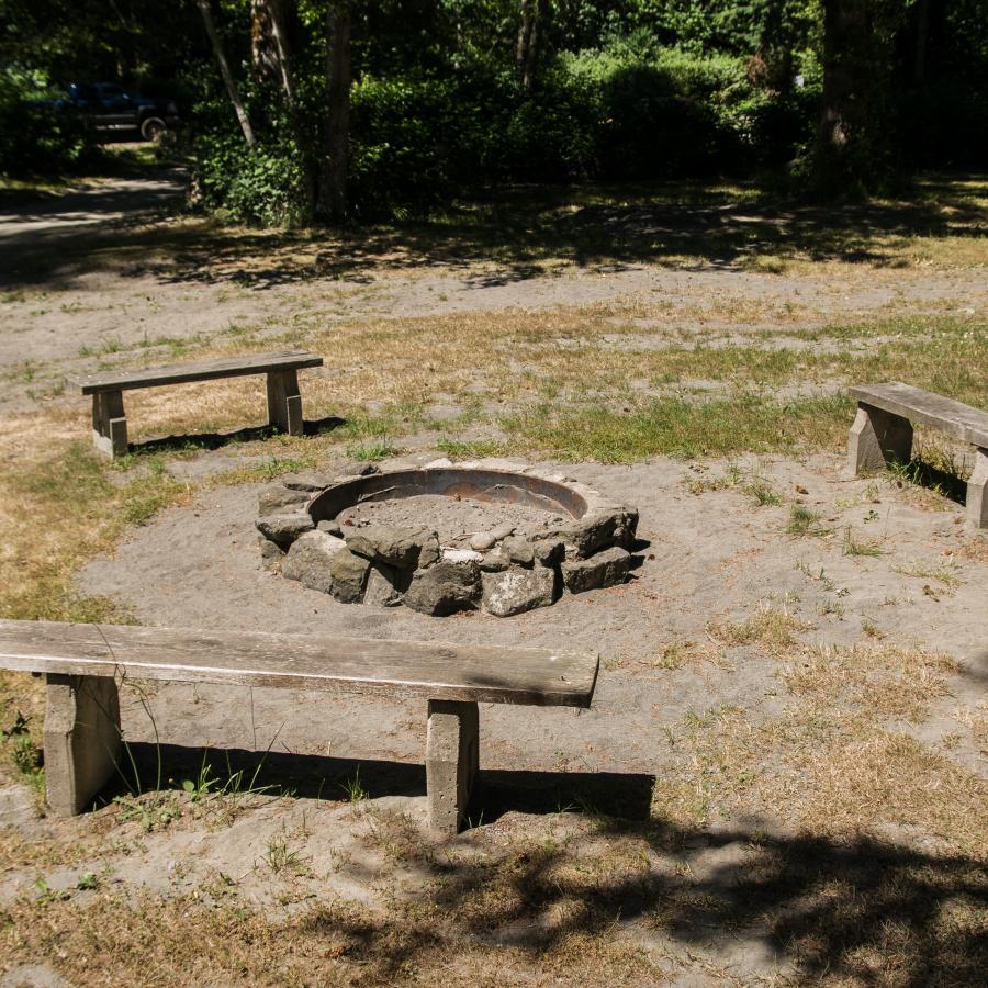 The fire circle in Dosewallips campground.
