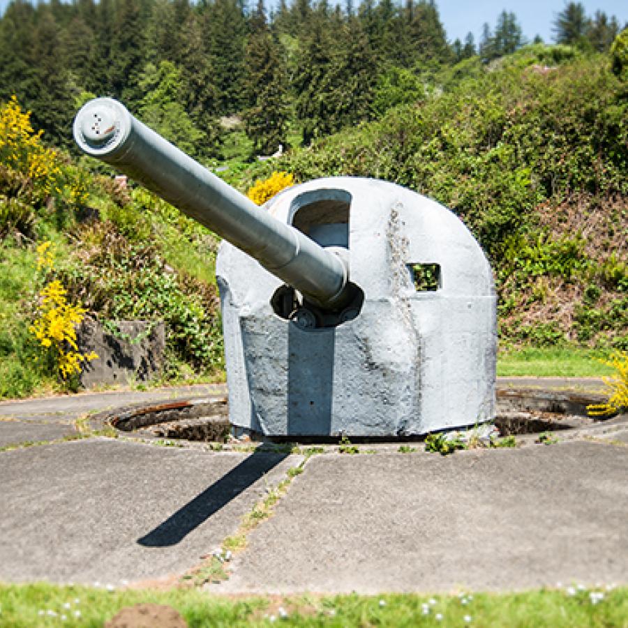 Remains of a gun battery at Fort Columbia State Park.