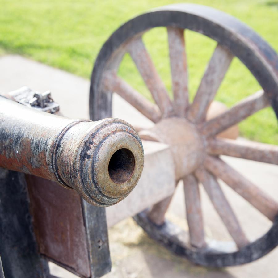 Close up of early 1900s cannon