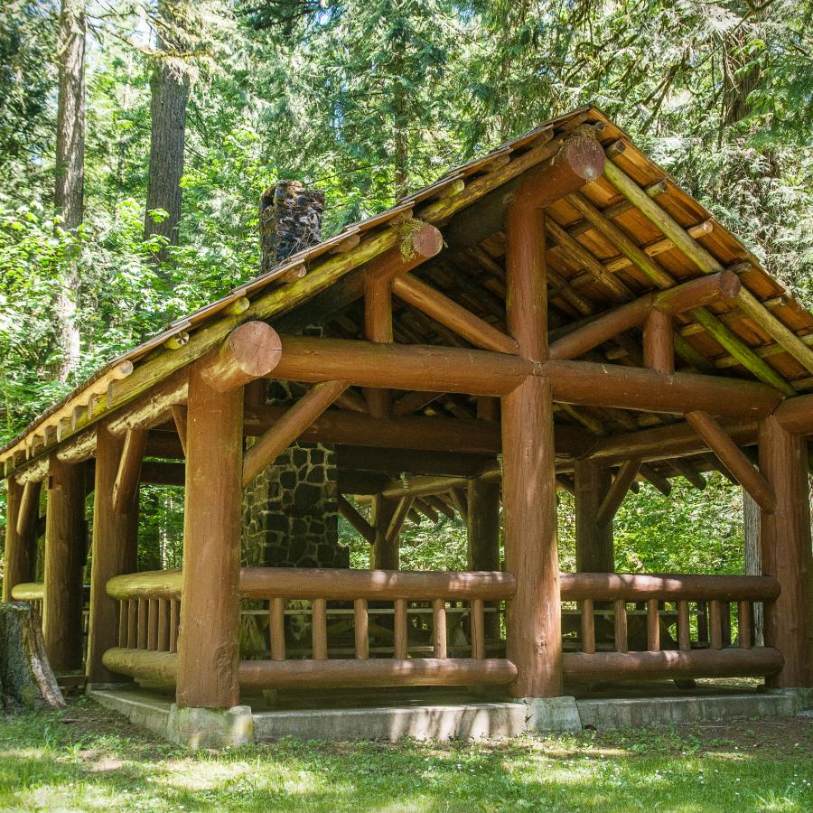 Lewis & Clark large timber building kitchen shelter two of two
