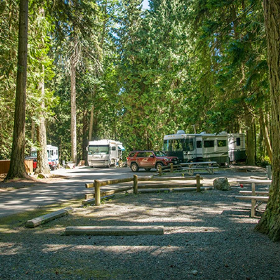 The RV campground at Sequim Bay State Park.