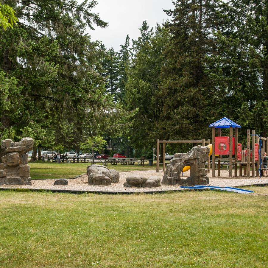 Belfair playground day use area grassy field and picnic area
