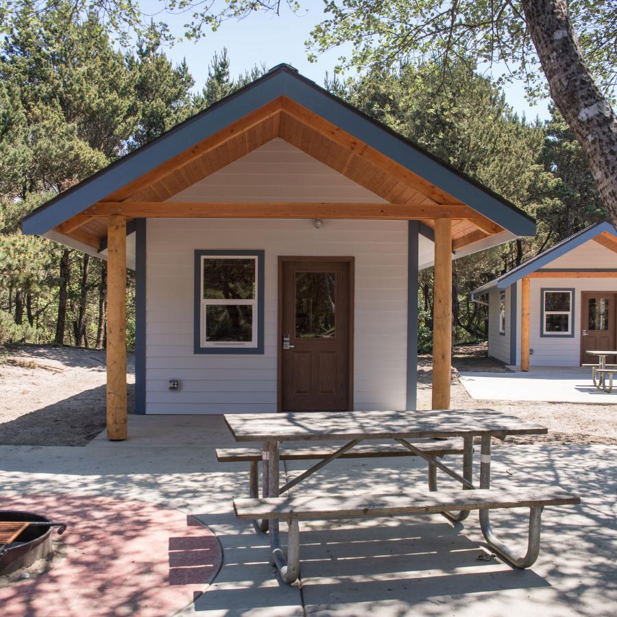 Twin Harbors cabins paved area fire pits
