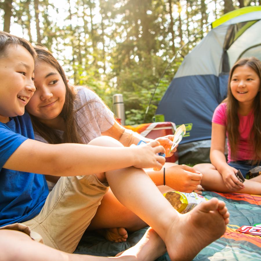 Kids having fun camping.