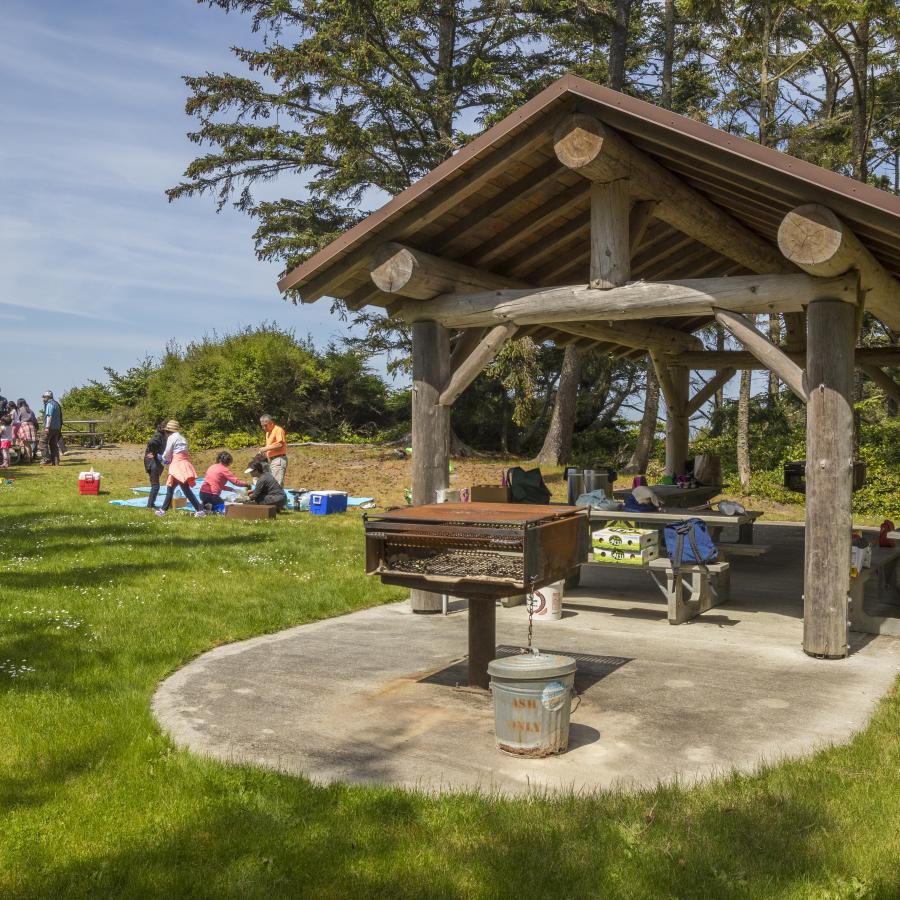 Picnic shelter at Fort Ebey.