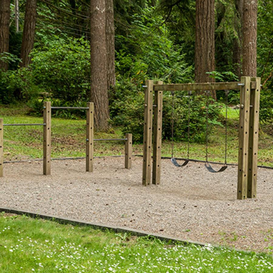 Twanoh State Park swing set and play area.
