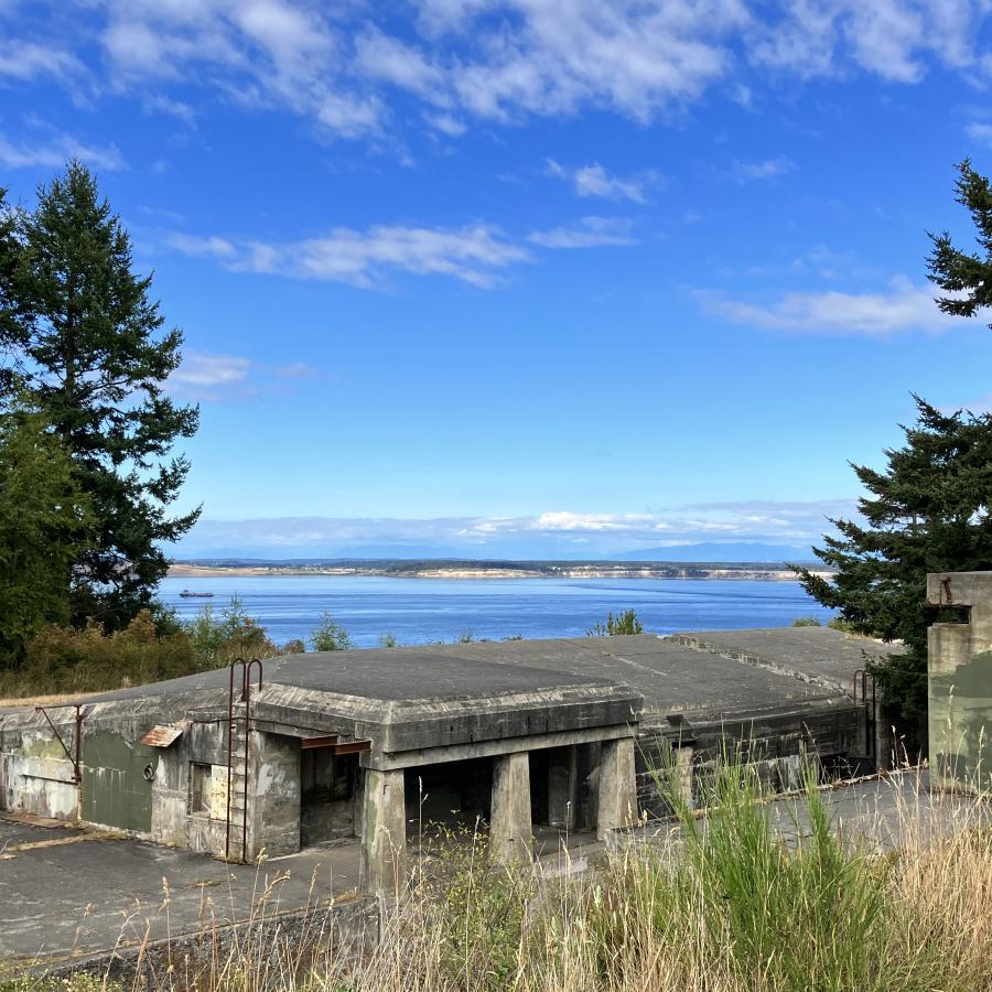 View of Admiralty Inlet from atop the batteries at Fort Worden.