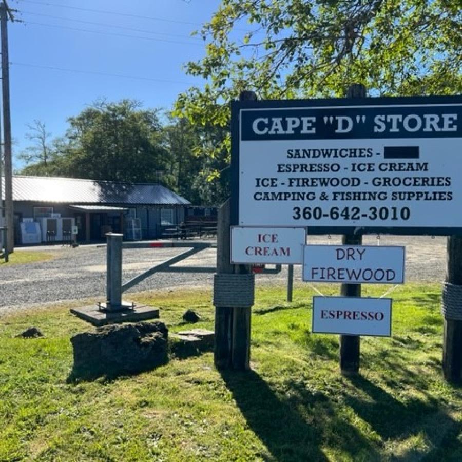 Park store sign offering groceries, ice cream and espresso