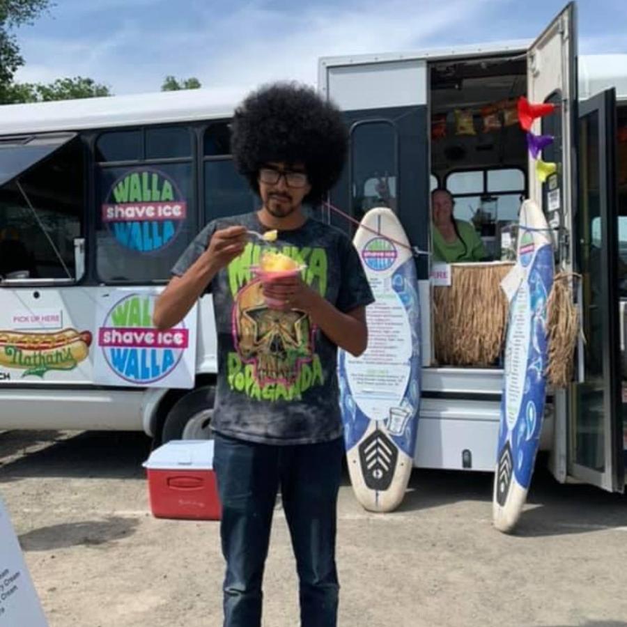 Customer enjoying some shaved ice