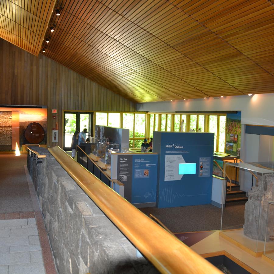 New exhibits shown at bottom of ADA ramp