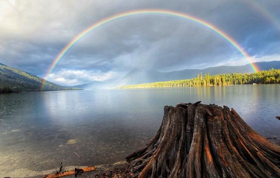 Lake Wenatchee State Park, Lake, South Beach, Double Rainbow
